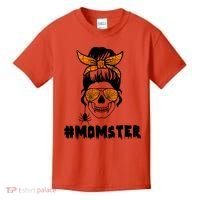 Momster Messy Bun Cute Halloween Kids T-Shirt thumb 0