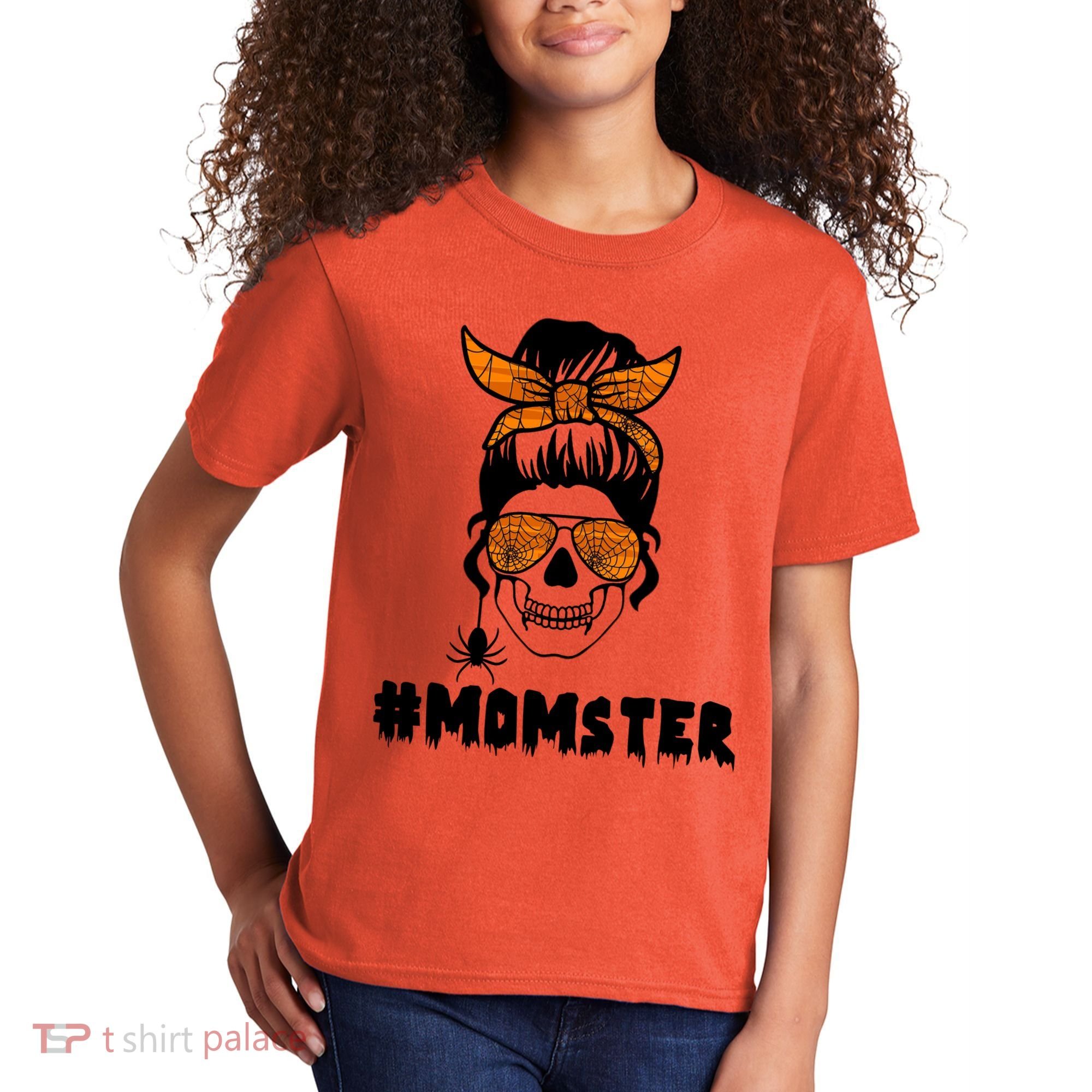 Momster Messy Bun Cute Halloween Kids T-Shirt