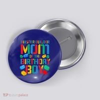 Mom Master Builder Building Bricks Blocks Family Parents Great Gift Button thumb 0