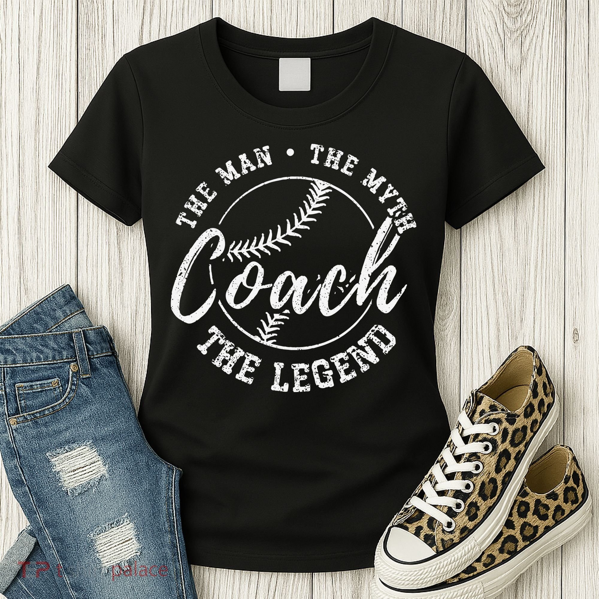 Man Myth Baseball Coach Legend Funny Baseball Coach Women's T-Shirt
