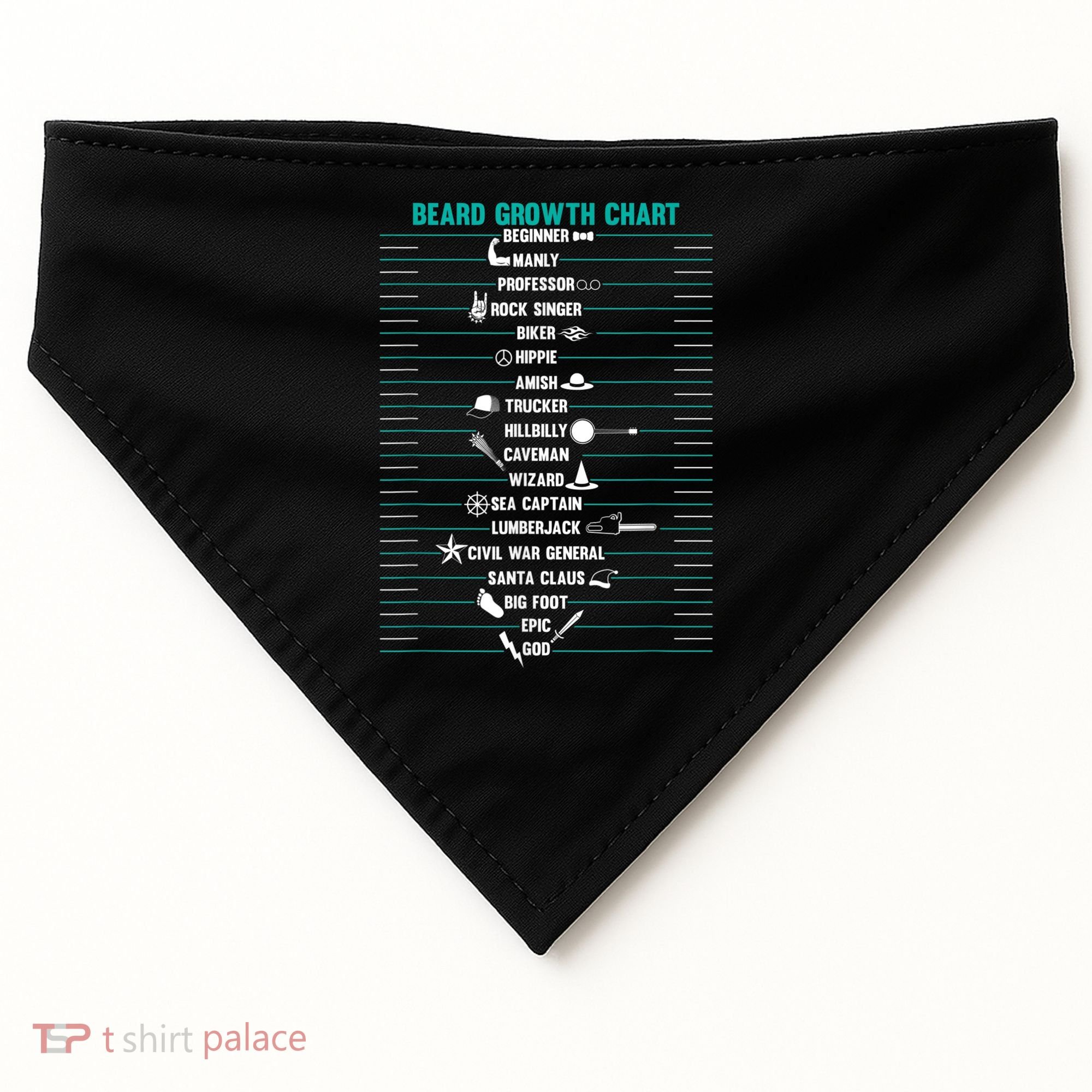 Mens Mens BEARD GROWTH CHART Measurement Beard USA-Made Doggie Bandana