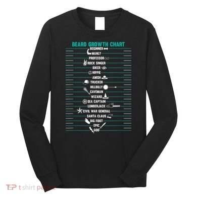Mens Mens BEARD GROWTH CHART Measurement Beard Long Sleeve Shirt