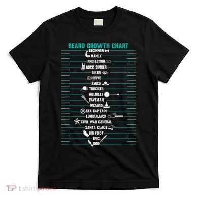 Mens Mens BEARD GROWTH CHART Measurement Beard T-Shirt