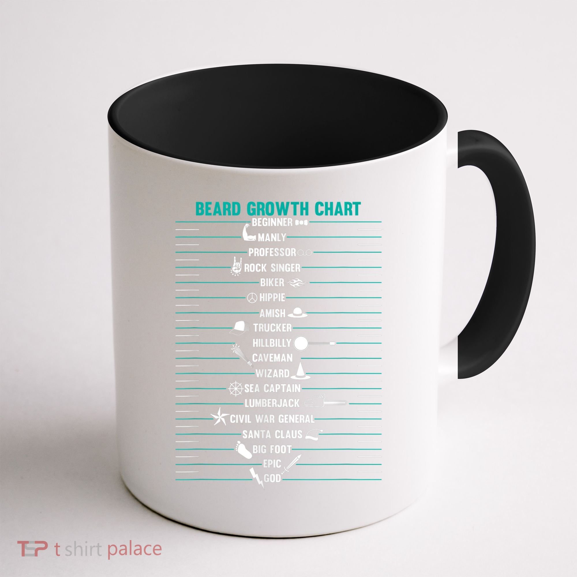 Mens Mens BEARD GROWTH CHART Measurement Beard Coffee Mug
