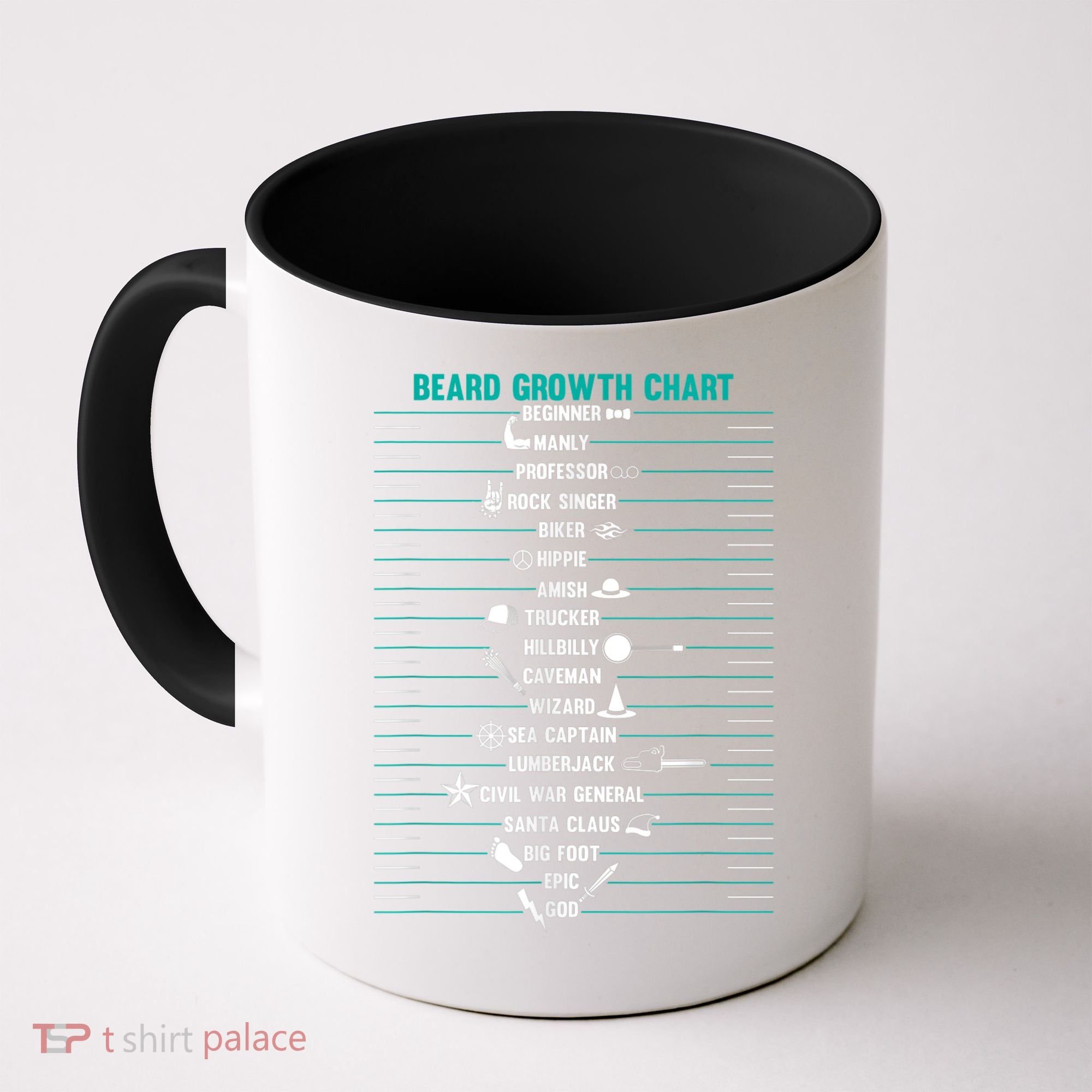 Mens Mens BEARD GROWTH CHART Measurement Beard Coffee Mug