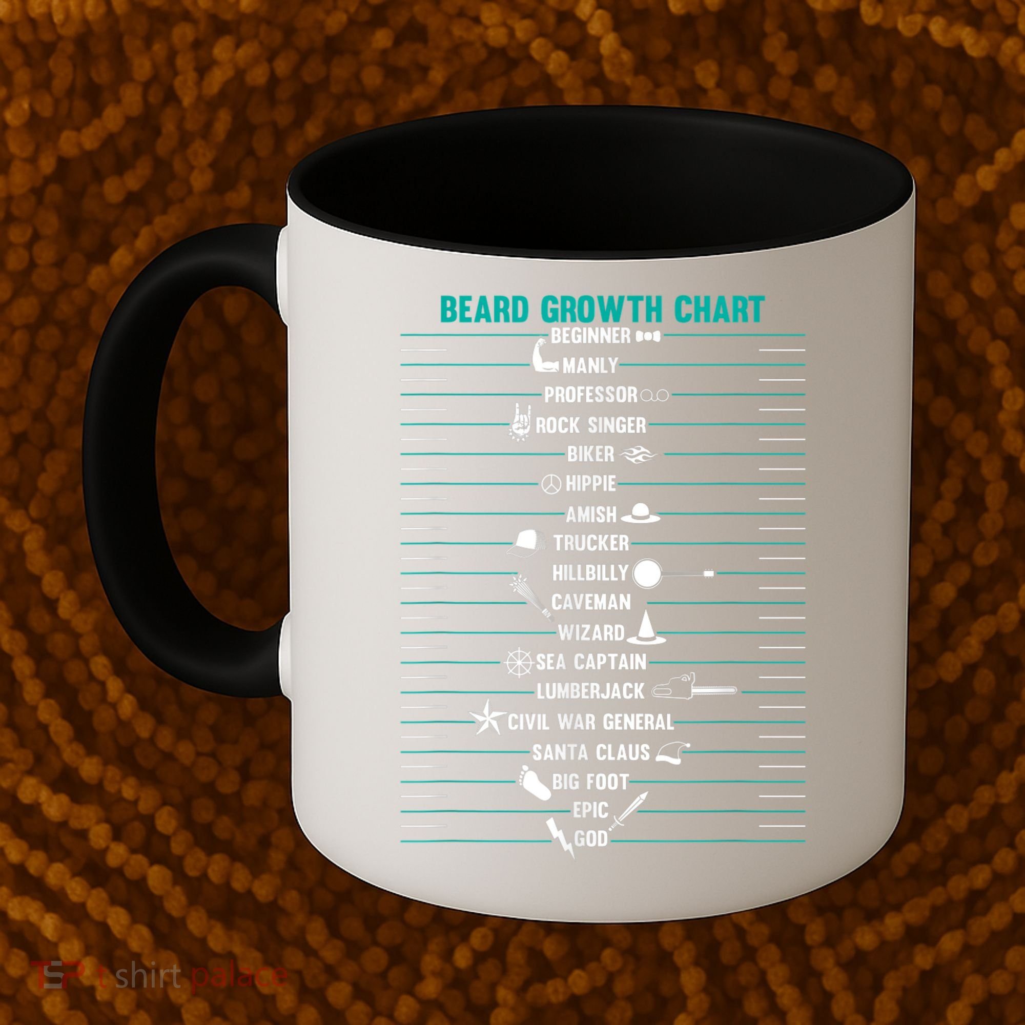 Mens Mens BEARD GROWTH CHART Measurement Beard Coffee Mug