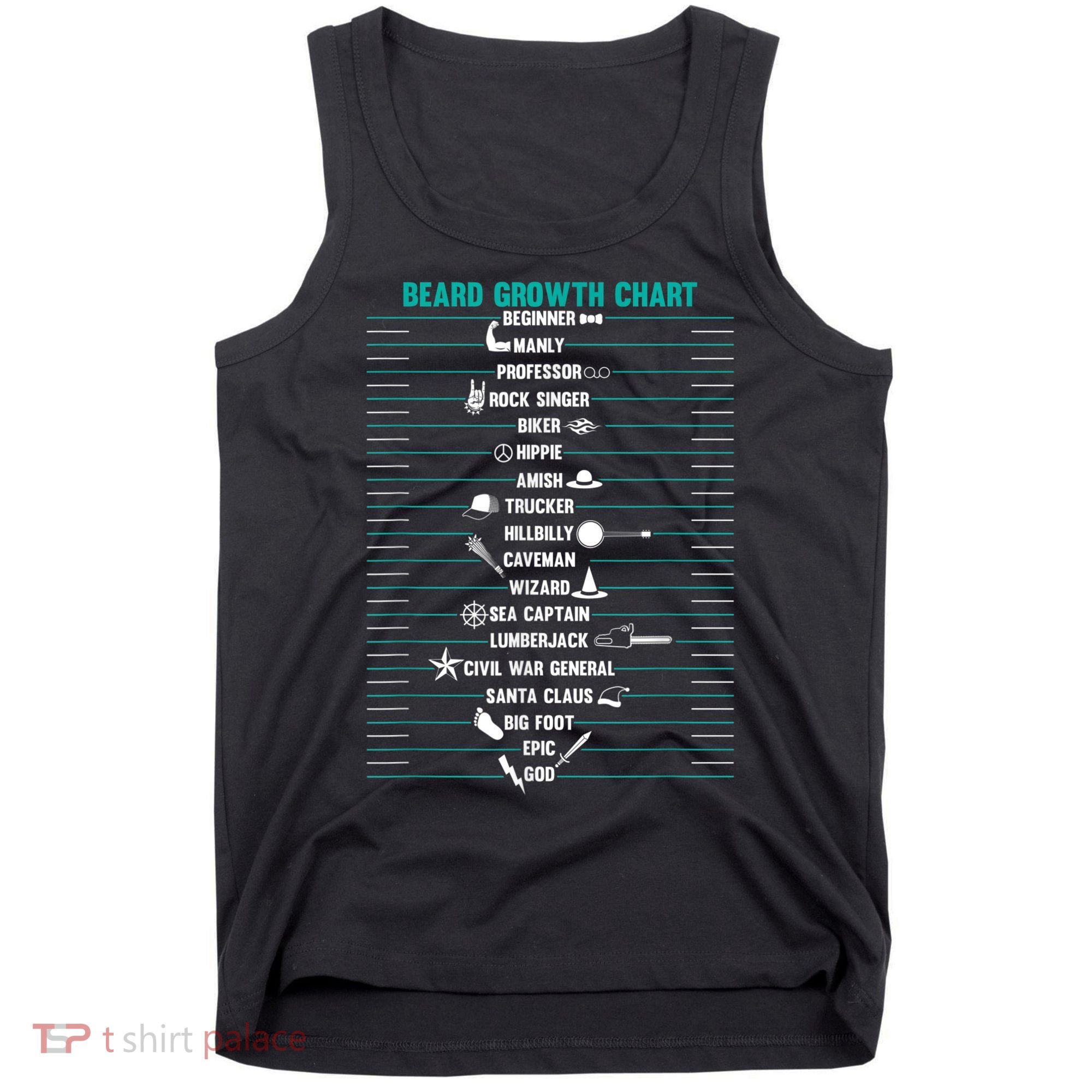 Mens Mens BEARD GROWTH CHART Measurement Beard Tank Top