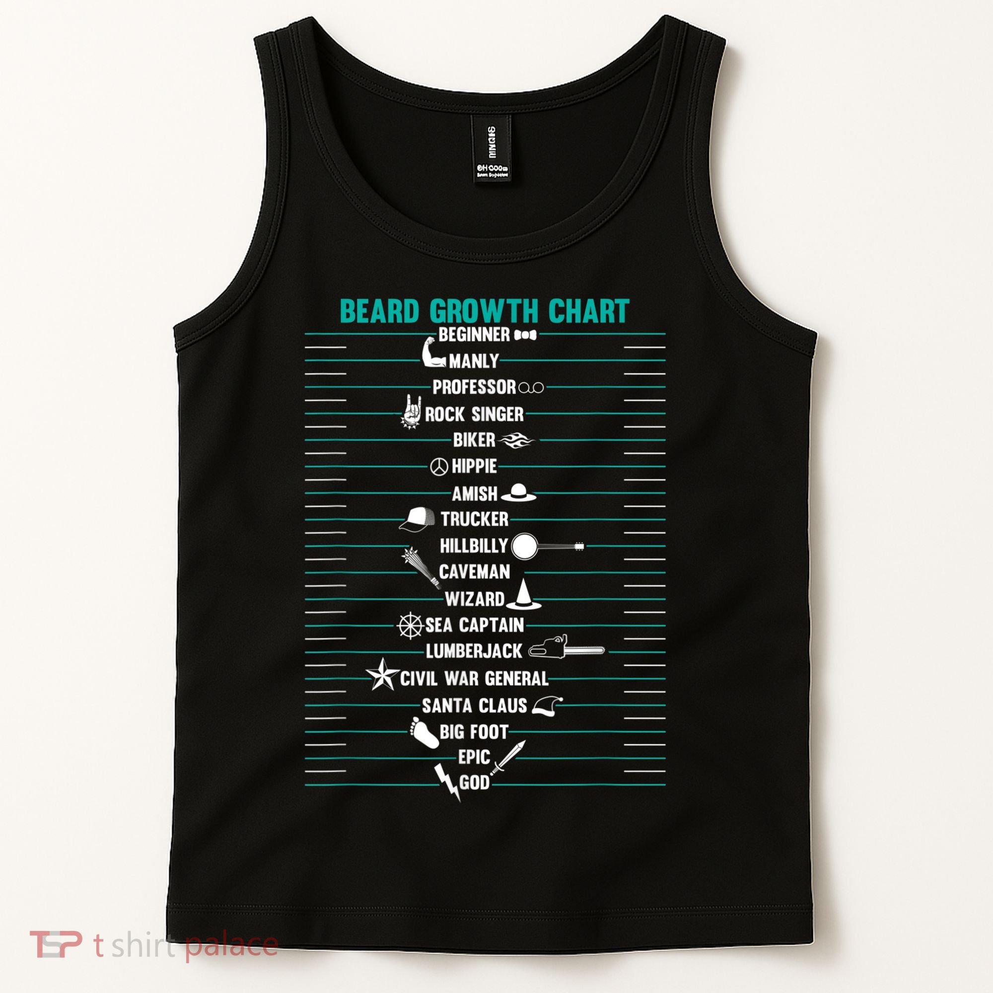 Mens Mens BEARD GROWTH CHART Measurement Beard Tank Top
