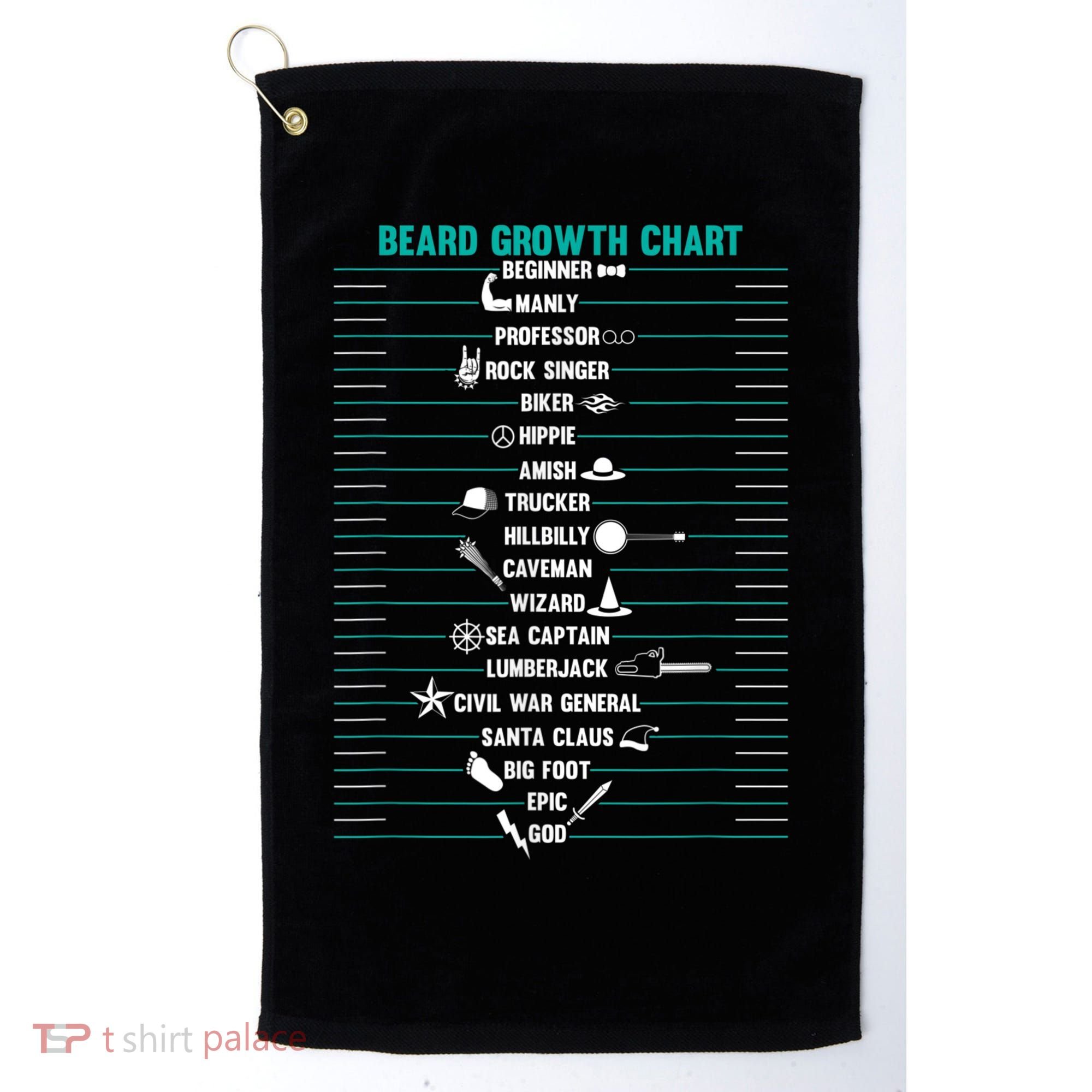 Mens Mens BEARD GROWTH CHART Measurement Beard Golf Towel