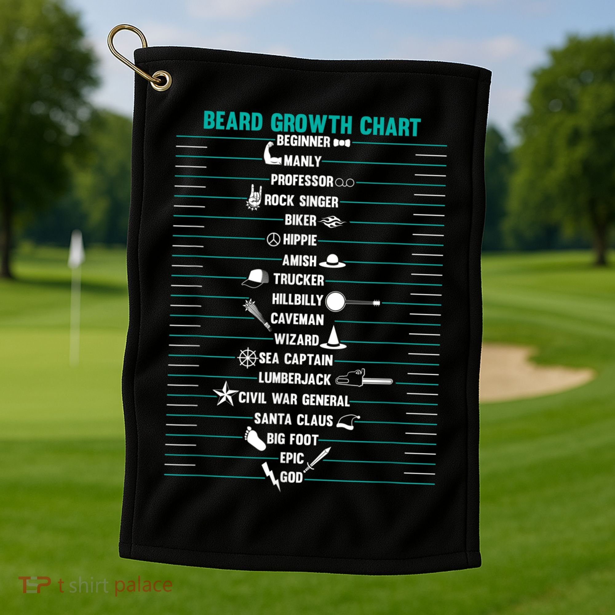 Mens Mens BEARD GROWTH CHART Measurement Beard Golf Towel
