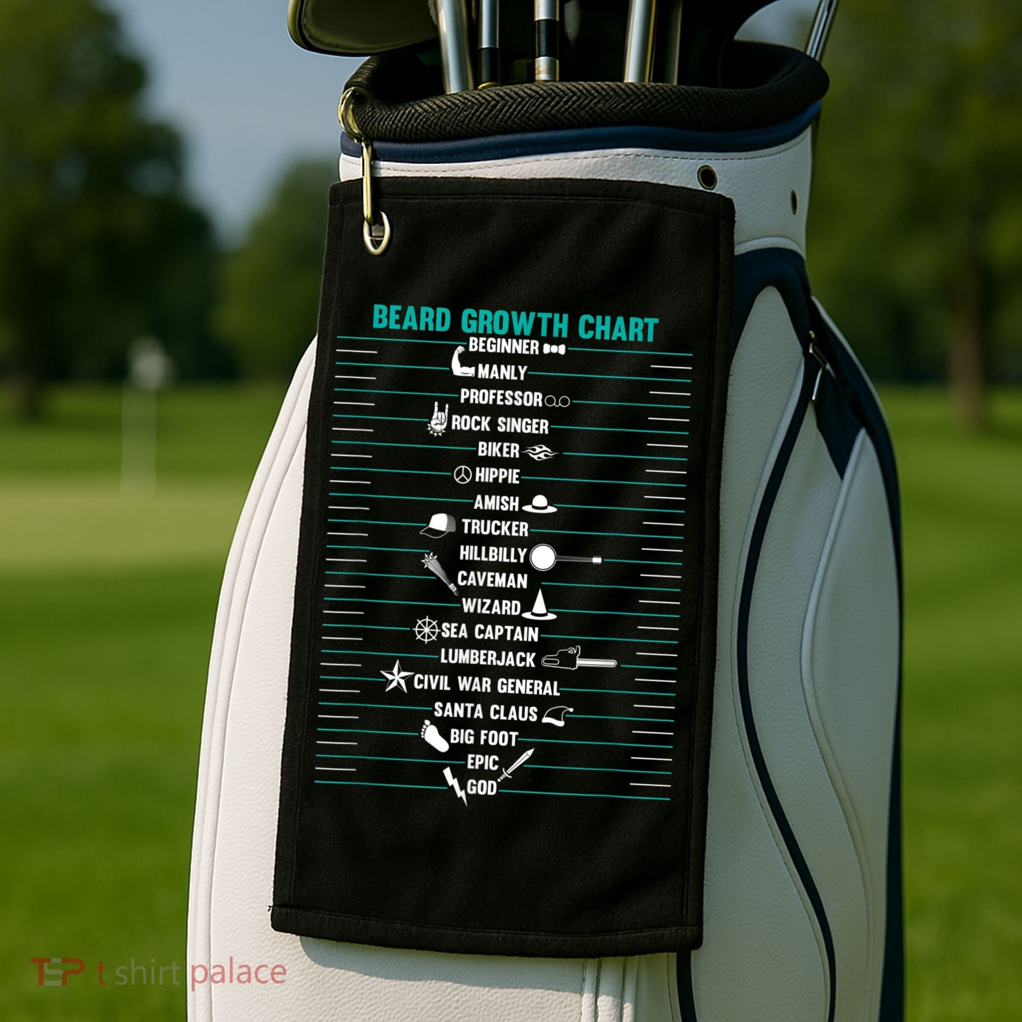 Mens Mens BEARD GROWTH CHART Measurement Beard Golf Towel