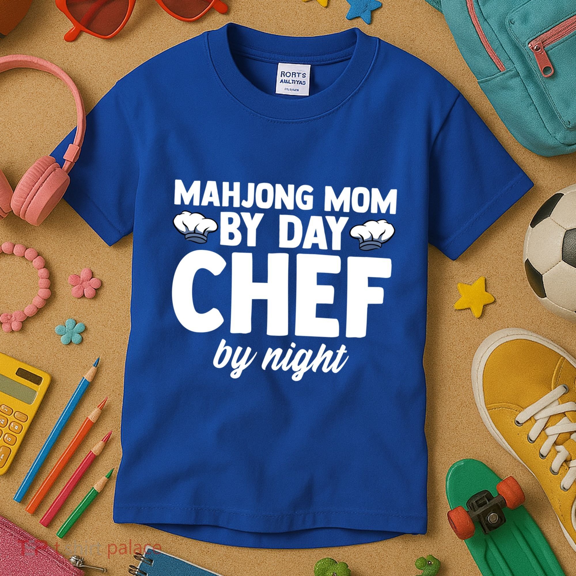 Mahjong Mom By Day Chef By Night Mahjong Player Gift Kids T-Shirt