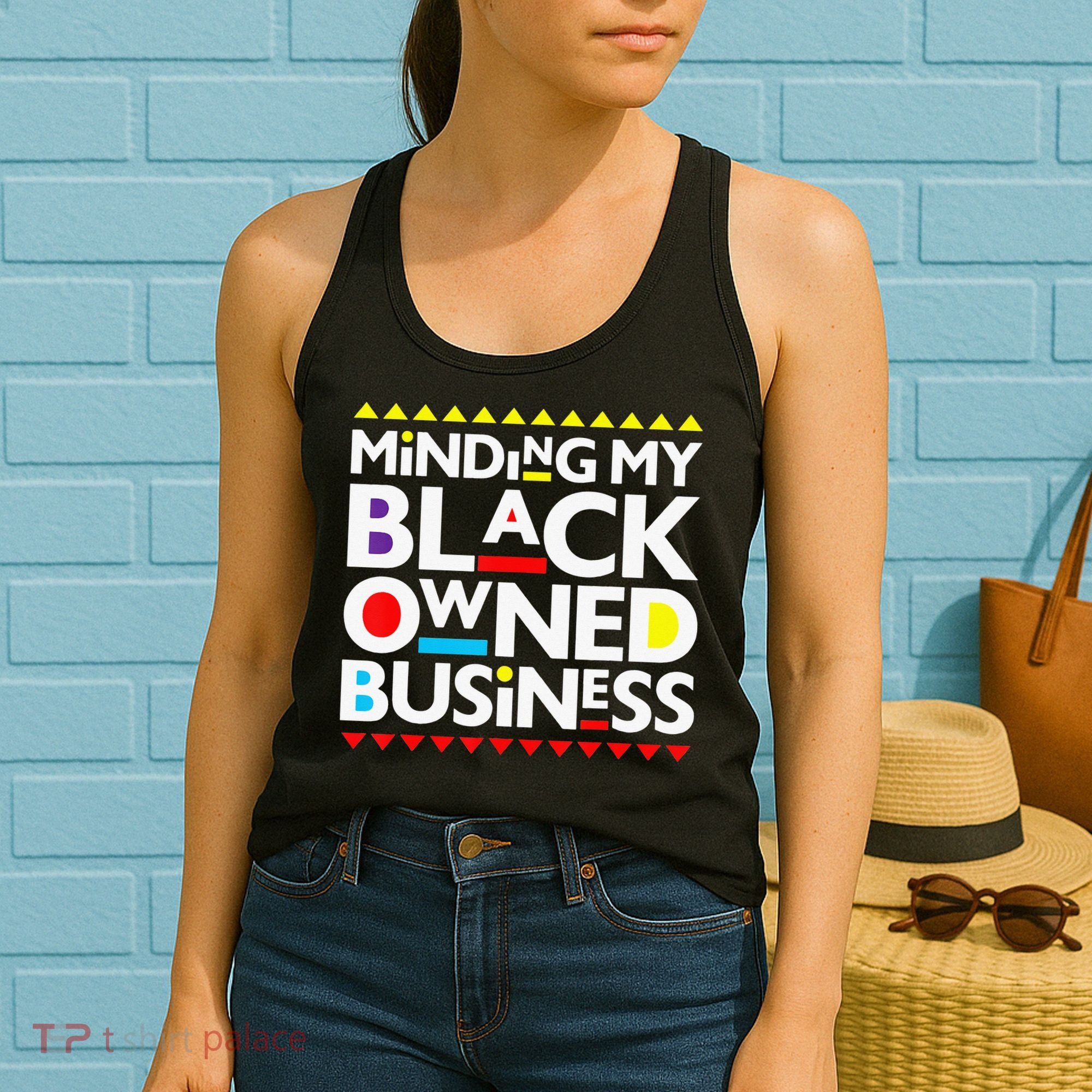 Minding My Black Owned Business African History Month Pride Women's Tank Top