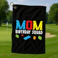 Mom Master Builder Building Bricks Blocks Mom Birthday Squad Gift Golf Towel thumb 1