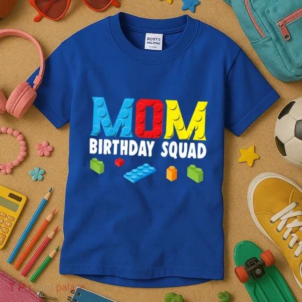 Mom Master Builder Building Bricks Blocks Mom Birthday Squad Gift Kids T-Shirt