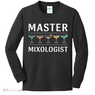 Master Mixology Barkeeper Bartender Mixer Kids Long Sleeve Shirt