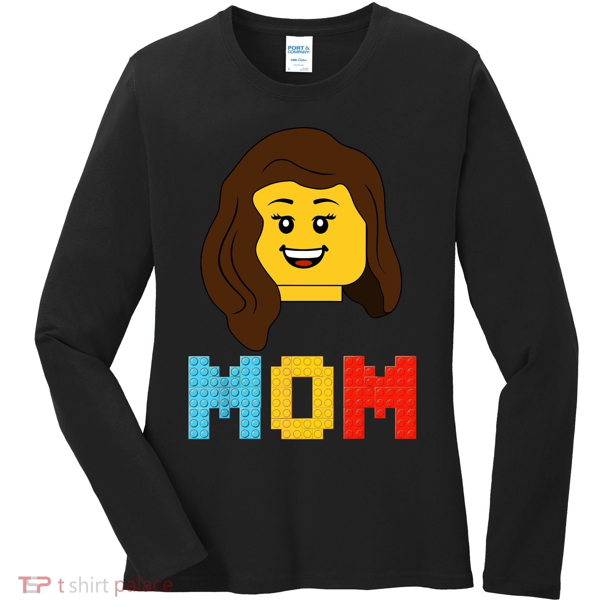Mom Master Builder Building Bricks Blocks Matching Family Women's Long Sleeve Shirt
