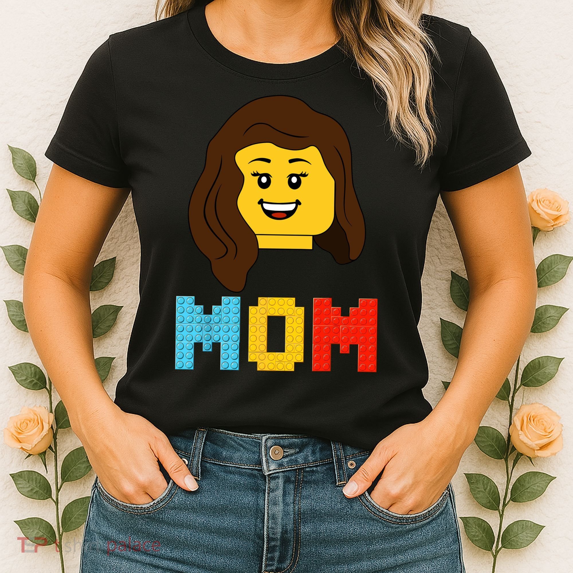 Mom Master Builder Building Bricks Blocks Matching Family Women's T-Shirt