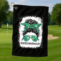 Momlife Messy Bun Scout Cookie Mom Gift Golf Towel thumb 1