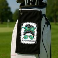 Momlife Messy Bun Scout Cookie Mom Gift Golf Towel thumb 2