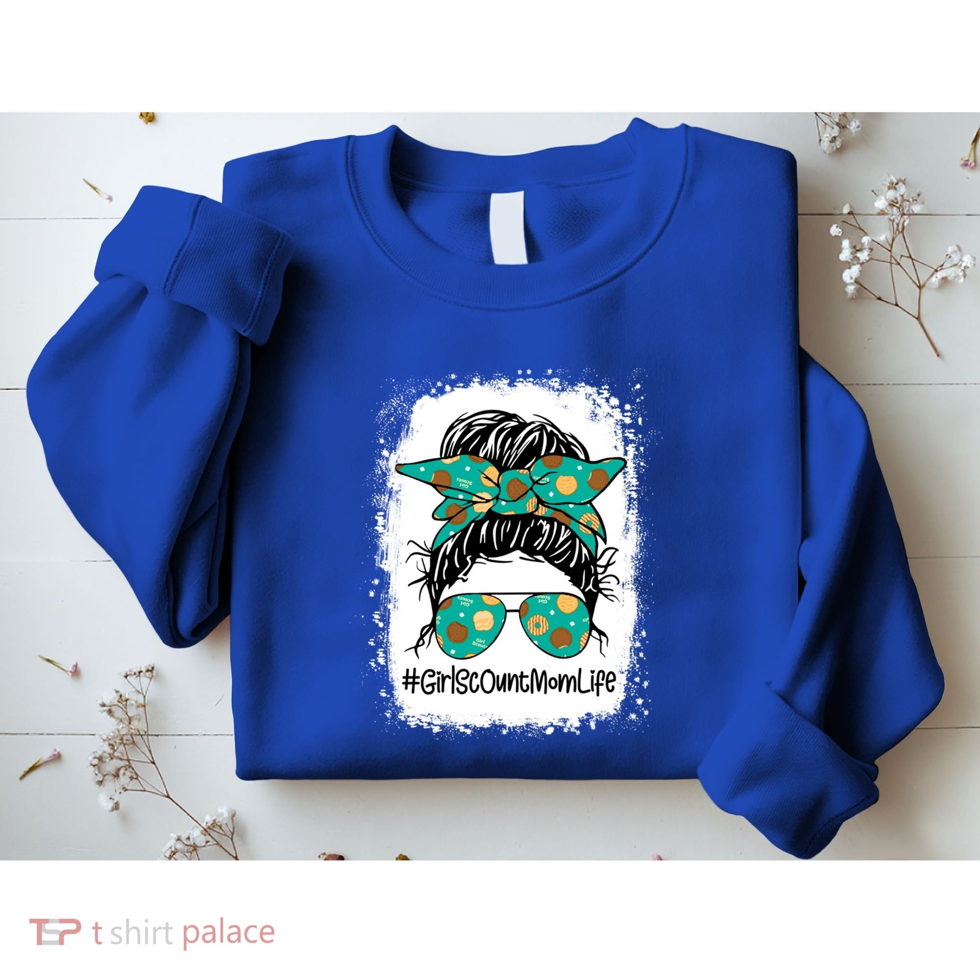 Momlife Messy Bun Scout Cookie Mom Gift Sweatshirt