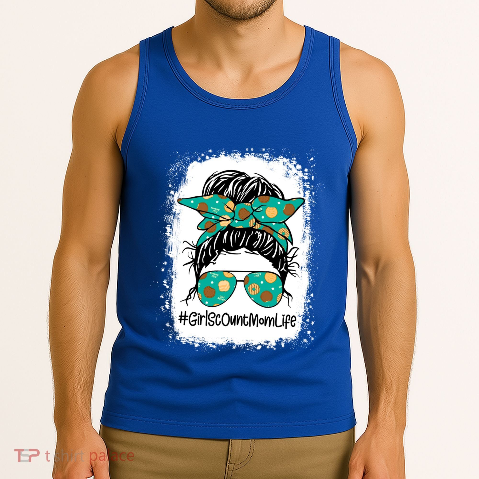 Momlife Messy Bun Scout Cookie Mom Gift Tank Top