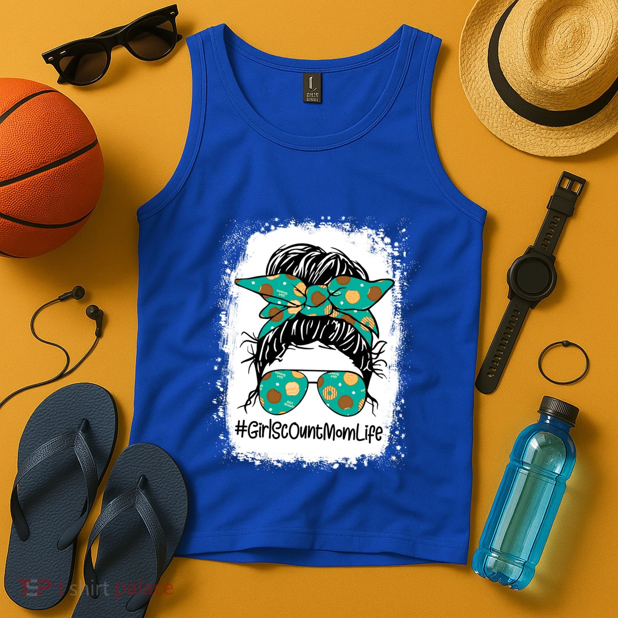 Momlife Messy Bun Scout Cookie Mom Gift Tank Top