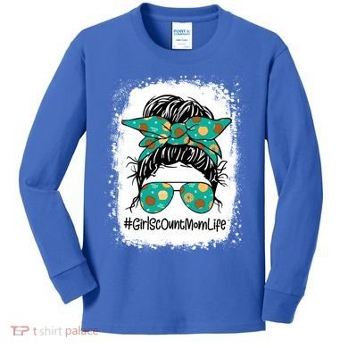 Momlife Messy Bun Scout Cookie Mom Gift Kids Long Sleeve Shirt