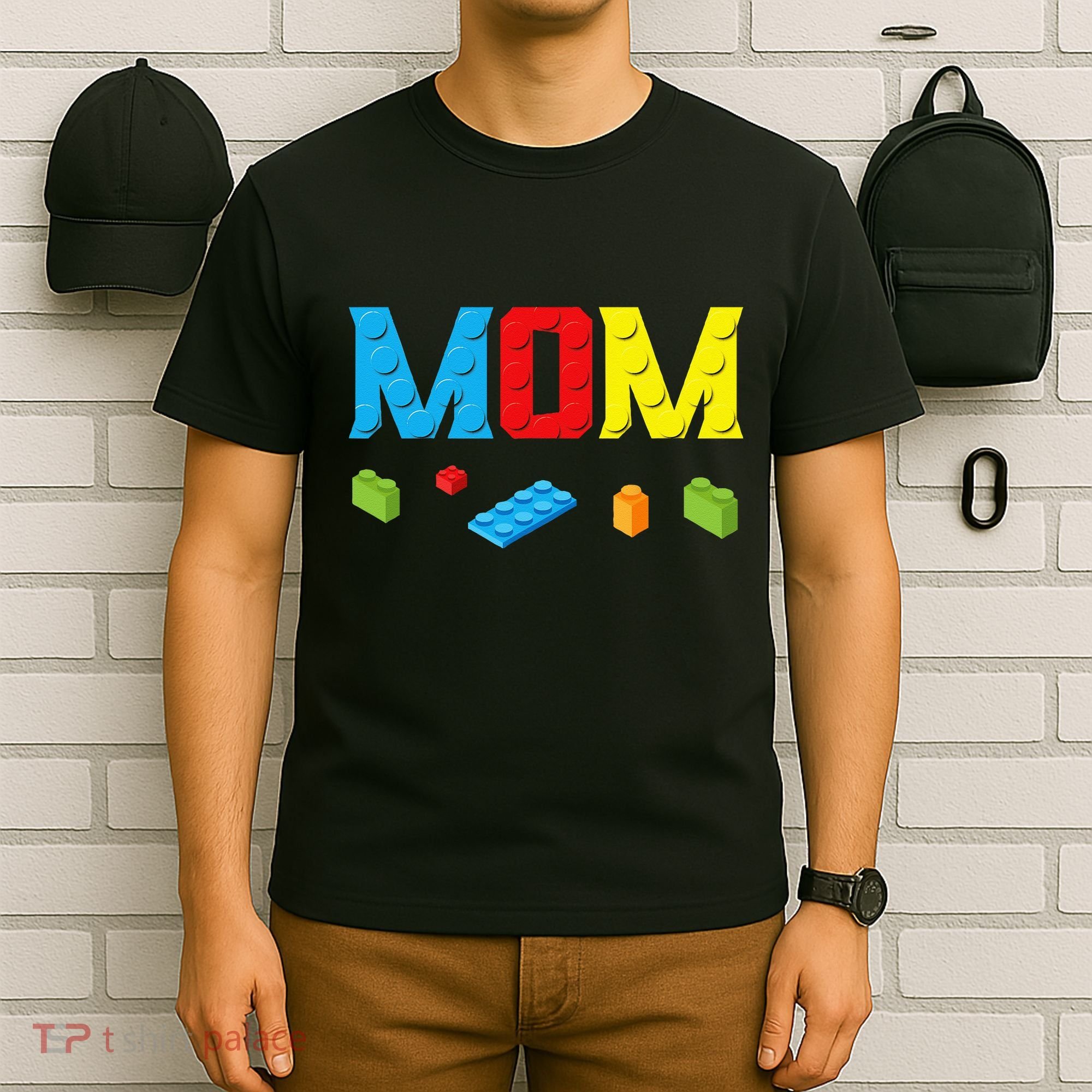 Mom Master Builder Building Bricks Blocks Family Set Parents T-Shirt