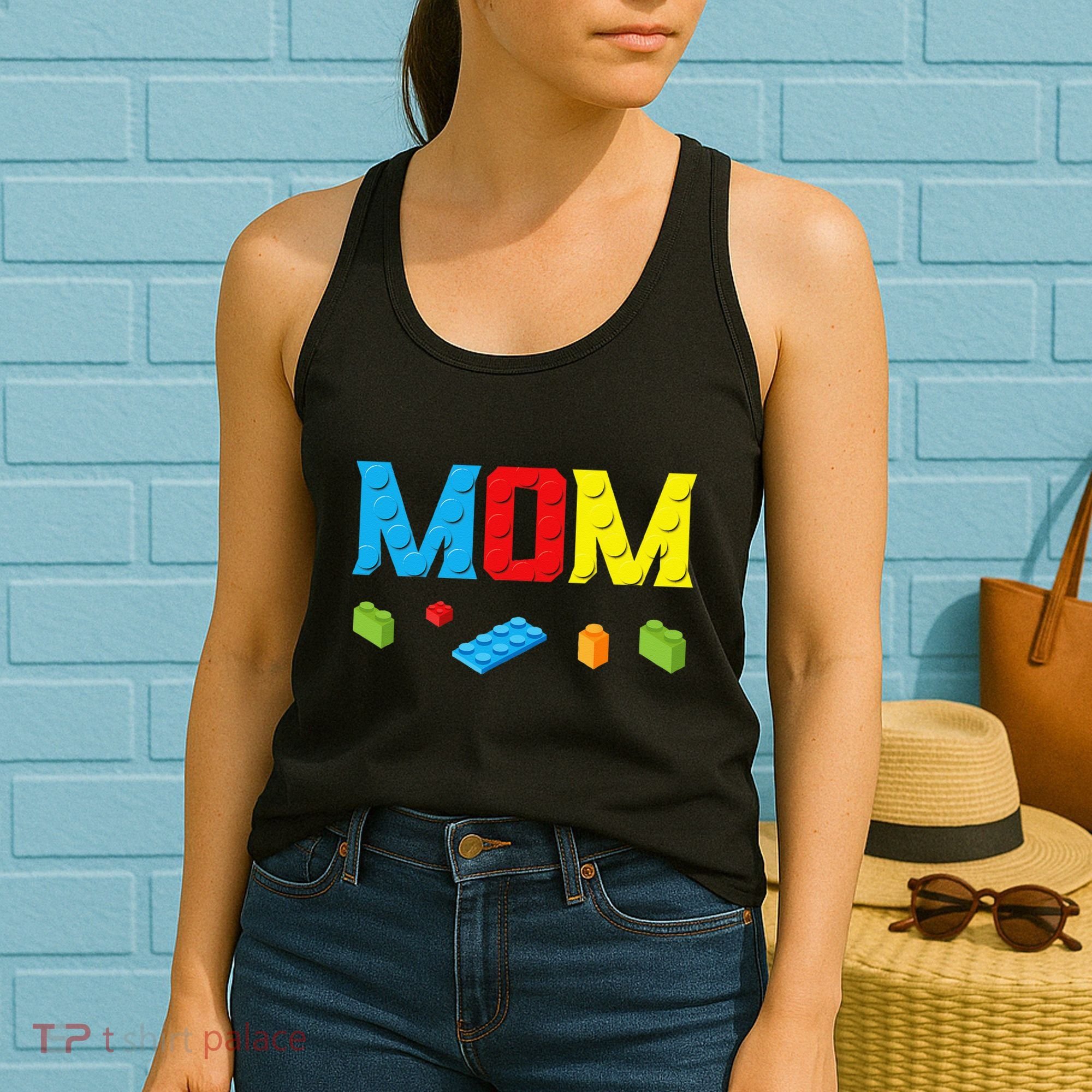 Mom Master Builder Building Bricks Blocks Family Set Parents Women's Tank Top