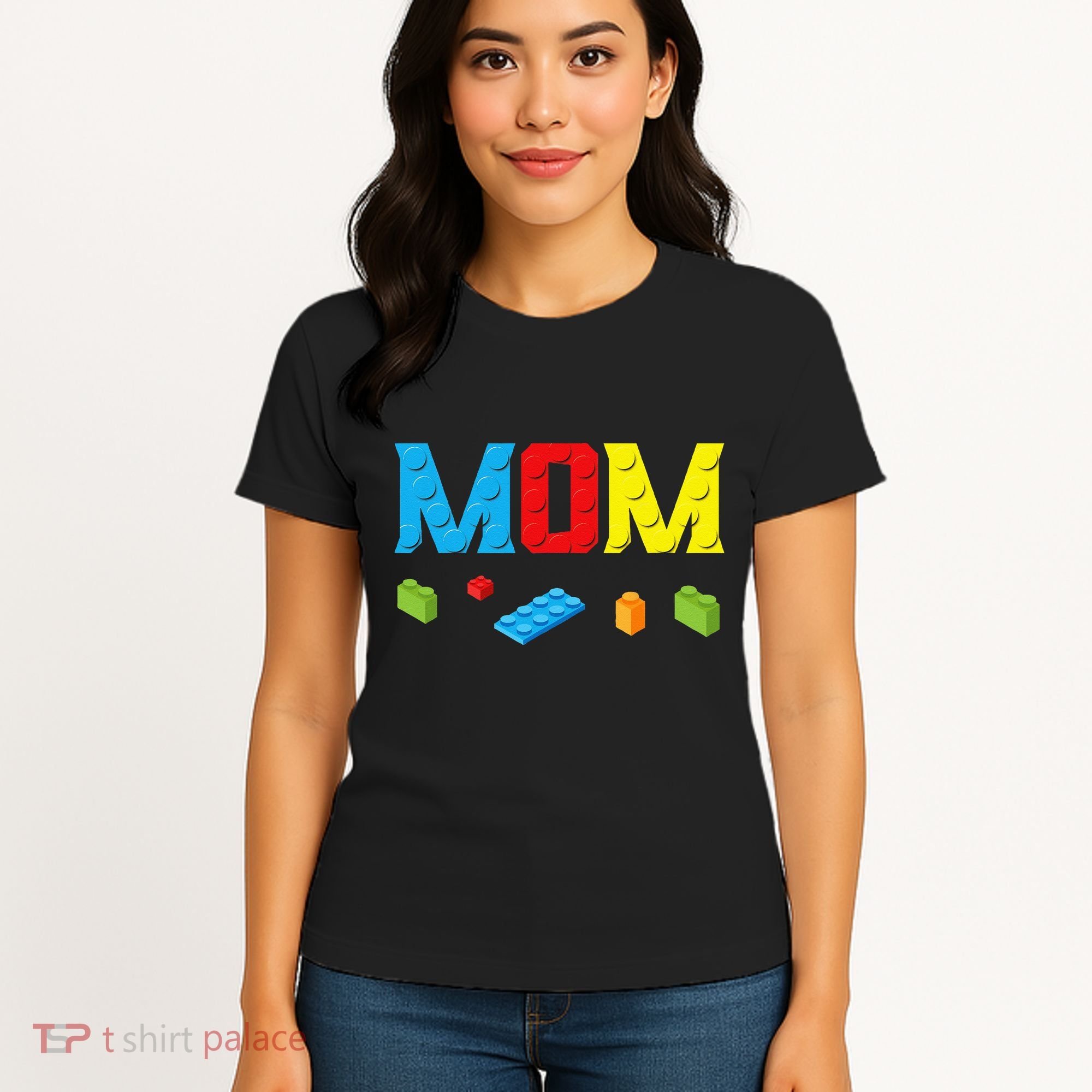 Mom Master Builder Building Bricks Blocks Family Set Parents Women's T-Shirt