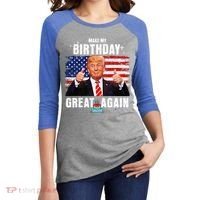 Make My Birthday Great Again Trump Fan Birthday Women's Tri-Blend 3/4-Sleeve Raglan Shirt thumb 2