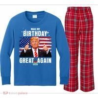 Make My Birthday Great Again Trump Fan Birthday Kids Long Sleeve Plaid Pajama Set thumb 0