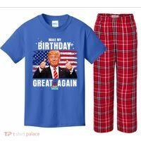 Make My Birthday Great Again Trump Fan Birthday Kids Plaid Pajama Set thumb 0