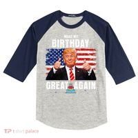 Make My Birthday Great Again Trump Fan Birthday Kids Colorblock Raglan Jersey thumb 0