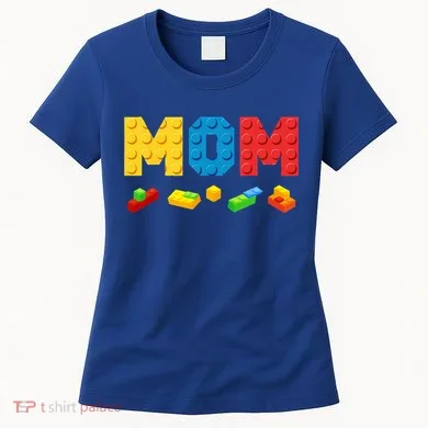 Mom Master Builder Building Bricks Blocks Family Women's T-Shirt