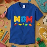 Mom Master Builder Building Bricks Blocks Family Kids T-Shirt thumb 3