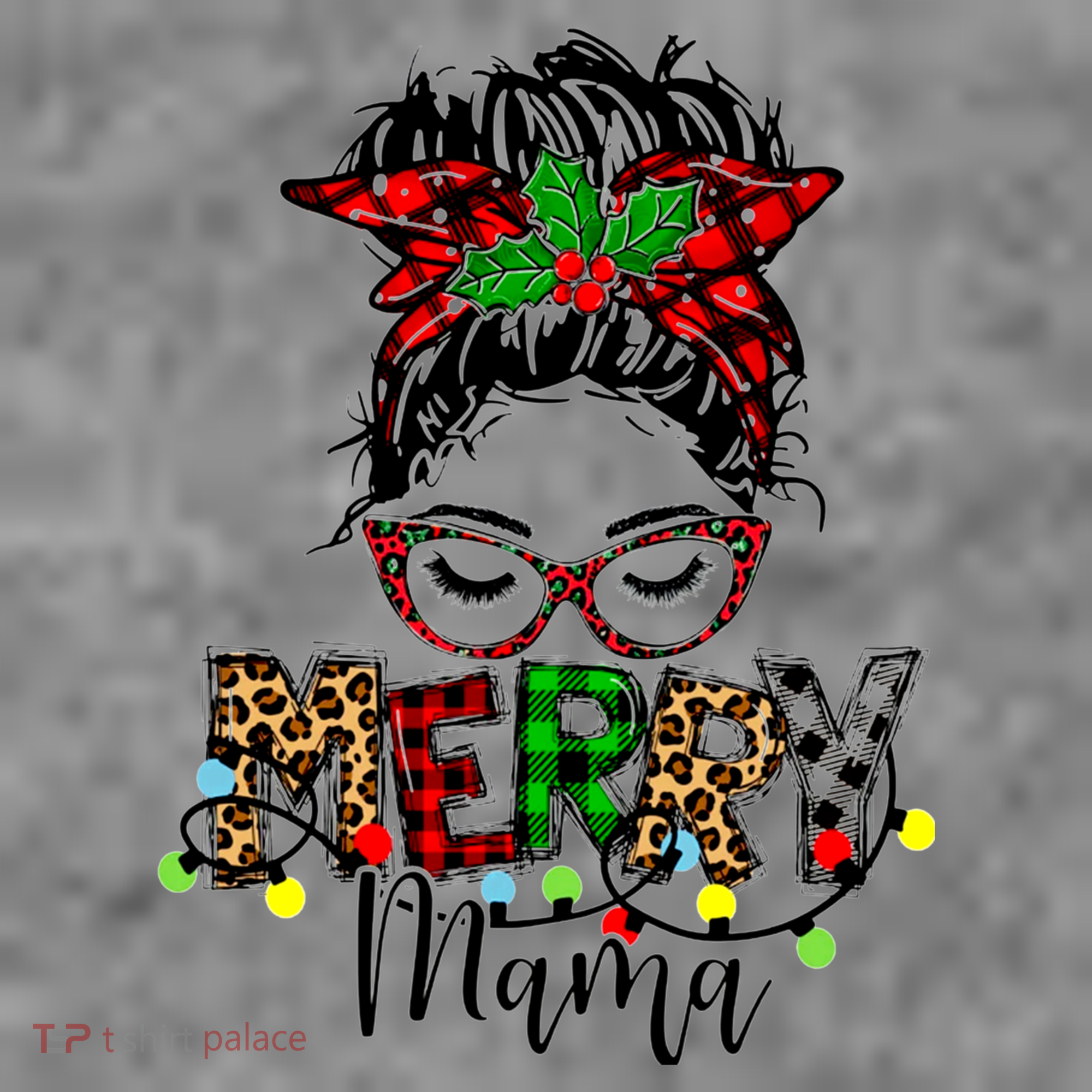 Merry Mama Christmas Messy Bun Ladies Red Plaid Leopard Gift Toddler Hoodie