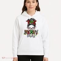 Merry Mama Christmas Messy Bun Ladies Red Plaid Leopard Gift Hoodie thumb 5