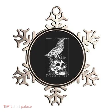 Memento Mori Crow Skull Moon Ornament