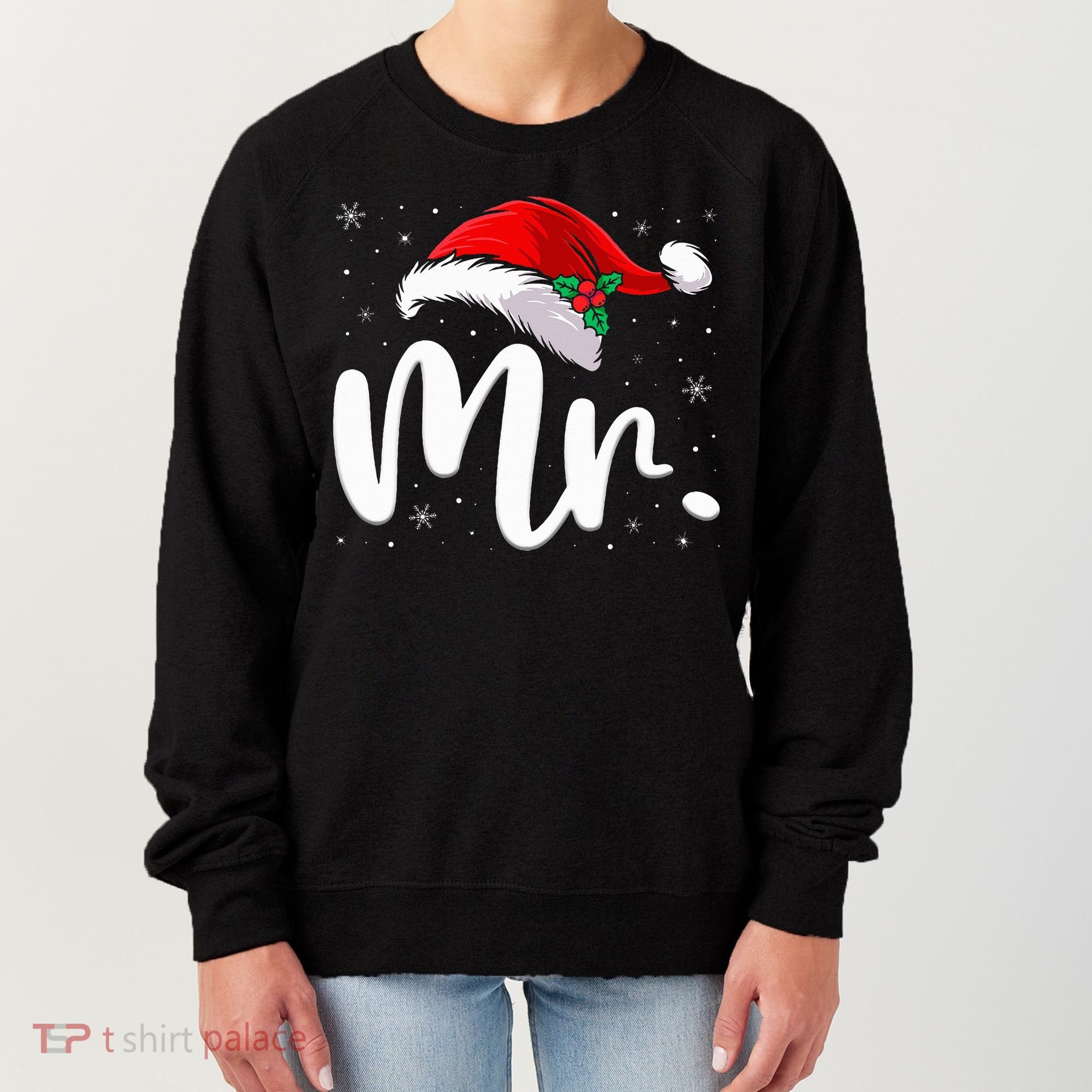 Mr Mrs Claus Christmas Couples Matching His And Her Pajamas  Women's Sweatshirt