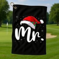 Mr Mrs Claus Christmas Couples Matching His And Her Pajamas  Golf Towel thumb 1