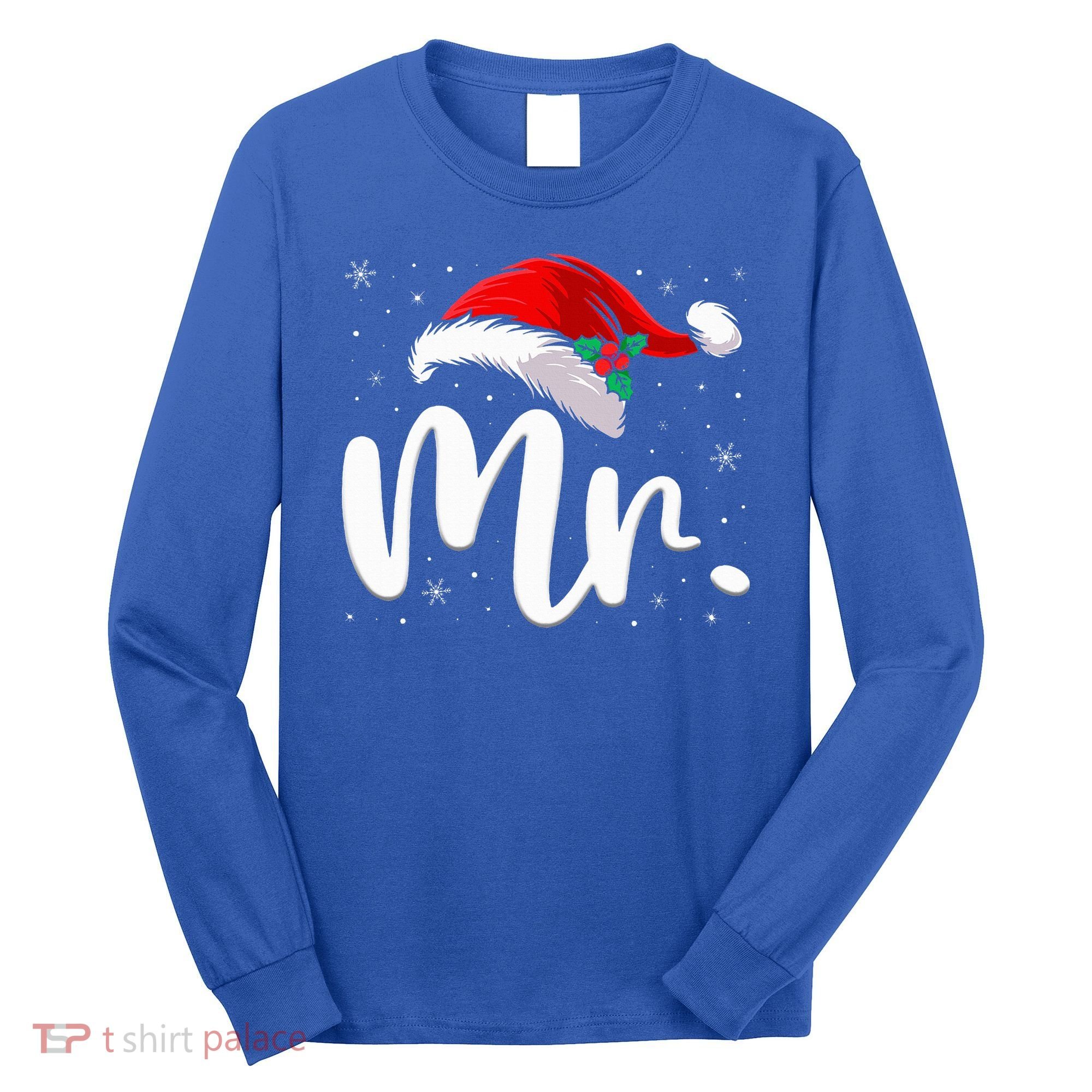 Mr Mrs Claus Christmas Couples Matching His And Her Pajamas  Long Sleeve Shirt