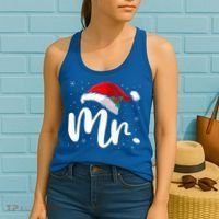 Mr Mrs Claus Christmas Couples Matching His And Her Pajamas  Women's Tank Top thumb 2