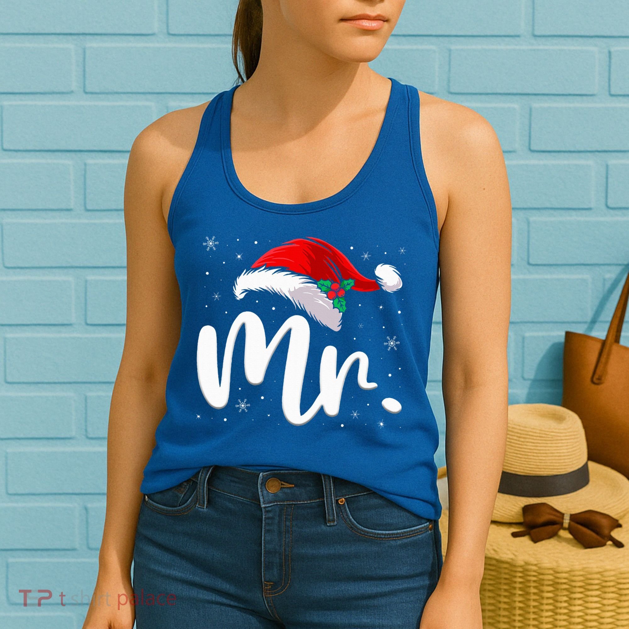 Mr Mrs Claus Christmas Couples Matching His And Her Pajamas  Women's Tank Top