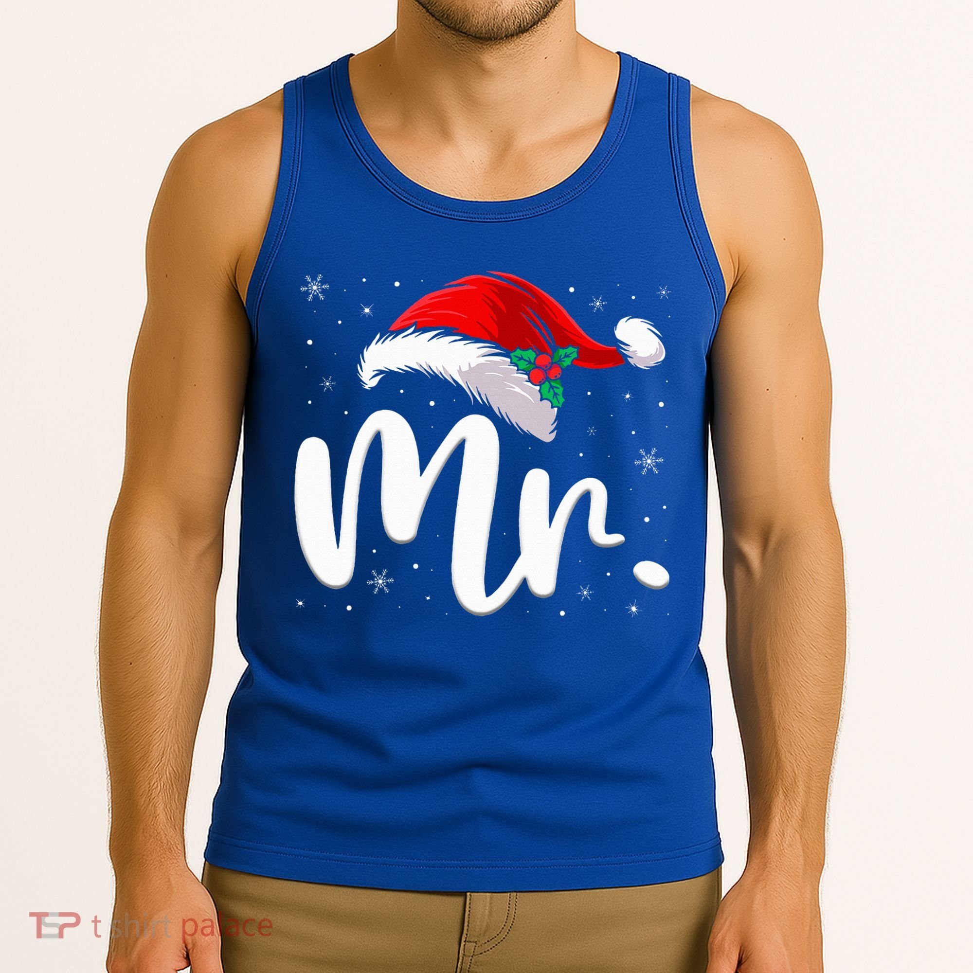 Mr Mrs Claus Christmas Couples Matching His And Her Pajamas  Tank Top