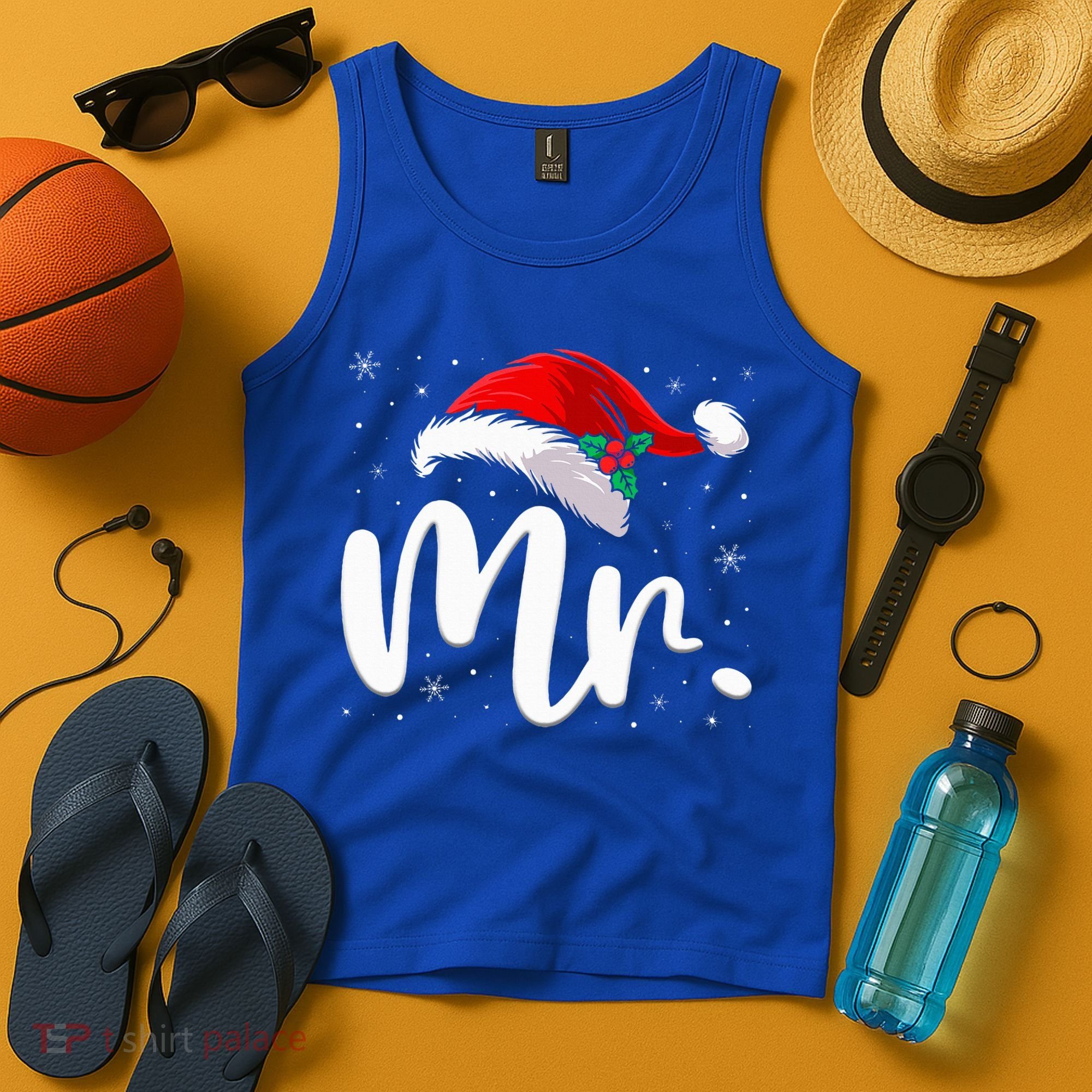Mr Mrs Claus Christmas Couples Matching His And Her Pajamas  Tank Top