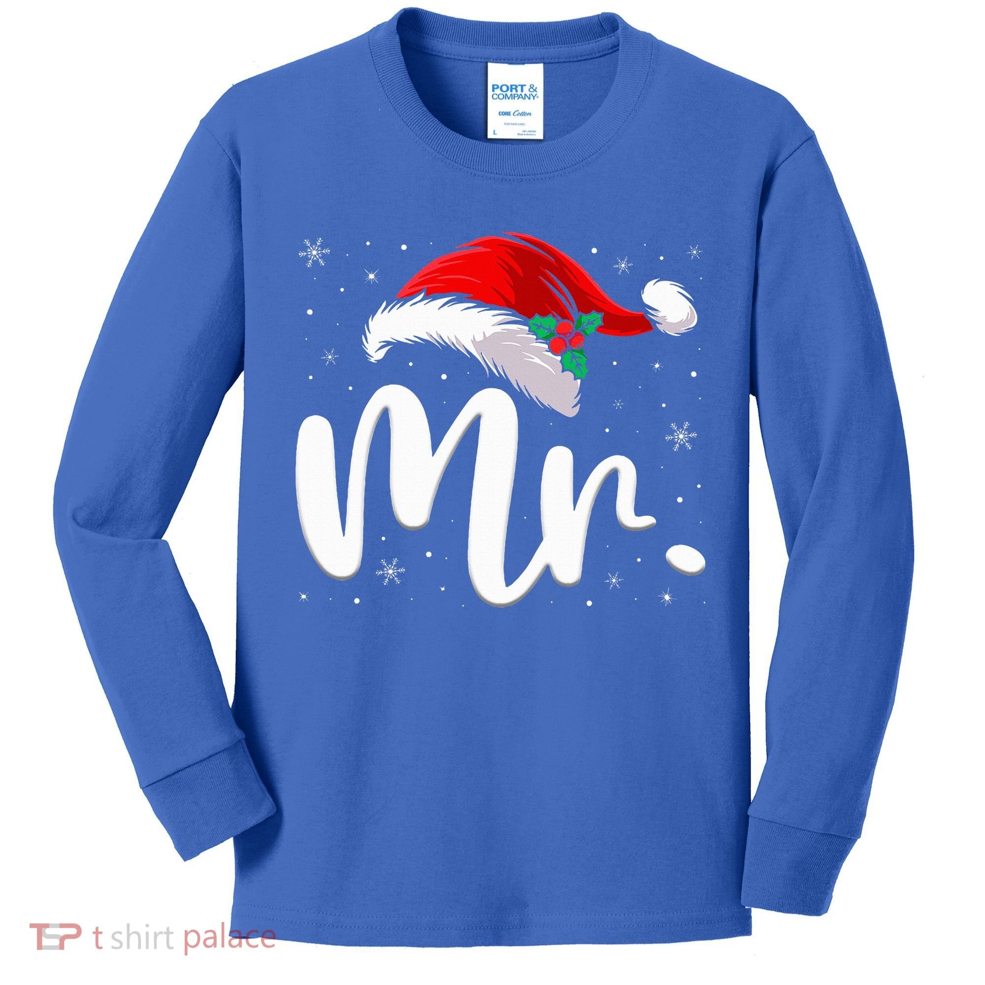 Mr Mrs Claus Christmas Couples Matching His And Her Pajamas  Kids Long Sleeve Shirt