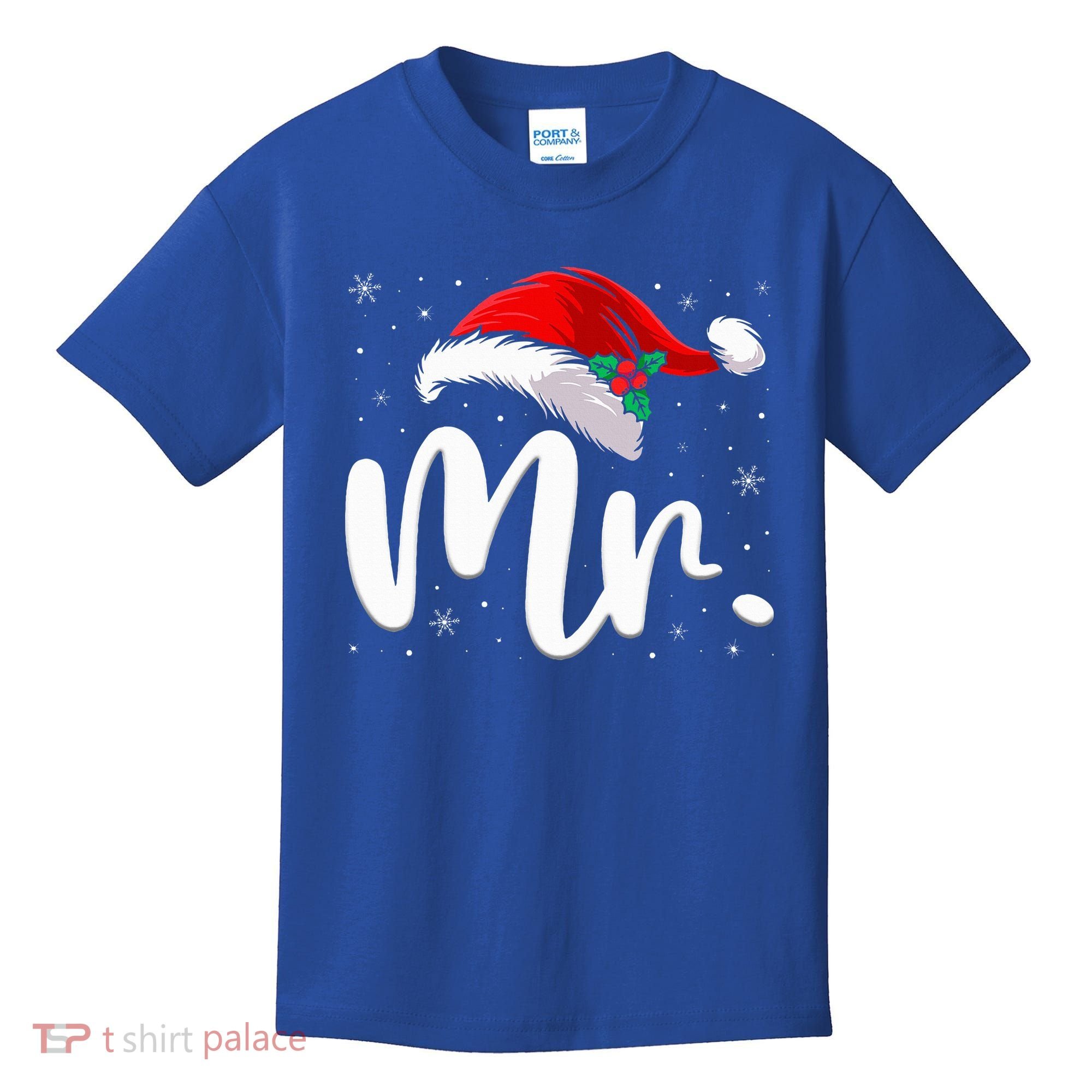Mr Mrs Claus Christmas Couples Matching His And Her Pajamas  Kids T-Shirt