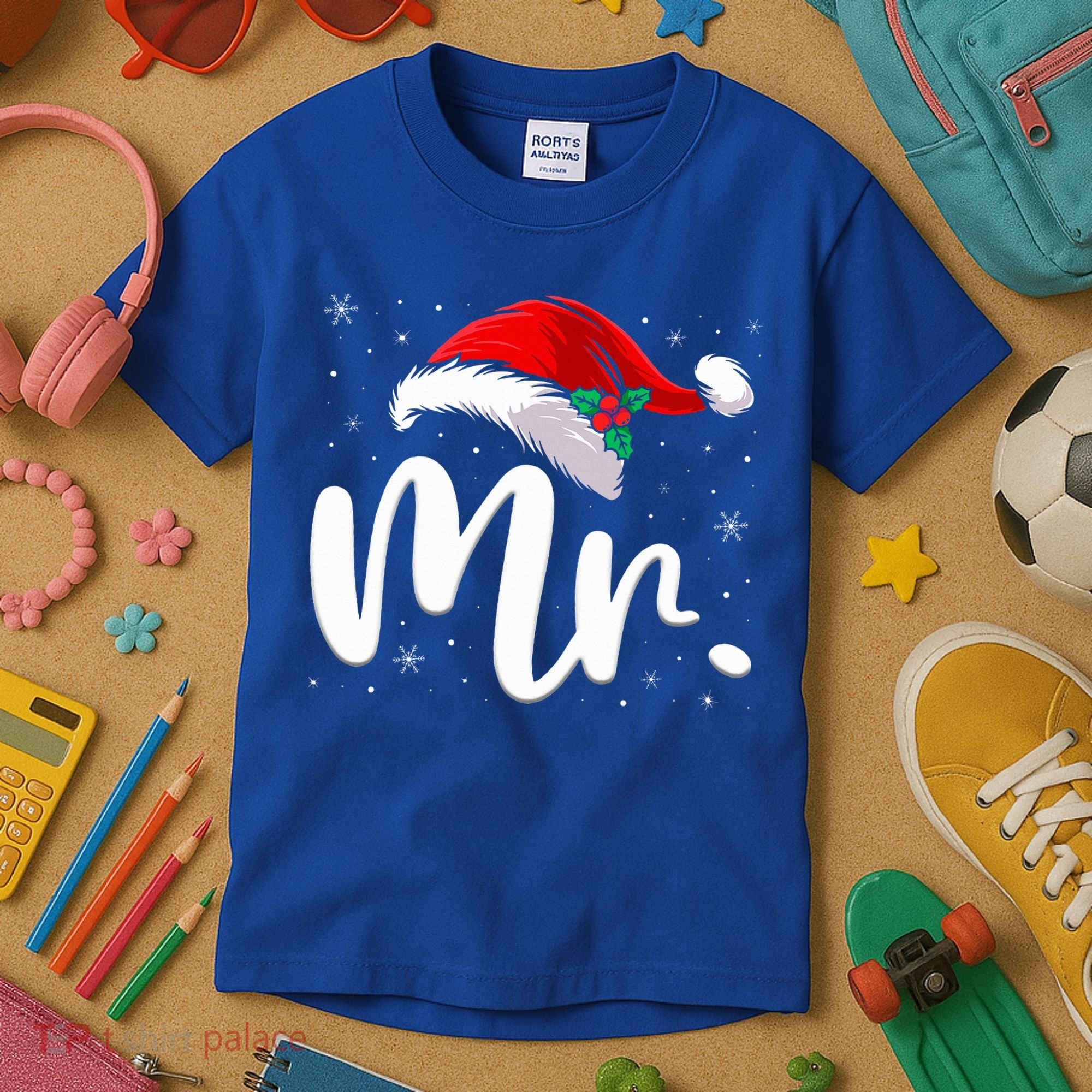 Mr Mrs Claus Christmas Couples Matching His And Her Pajamas  Kids T-Shirt